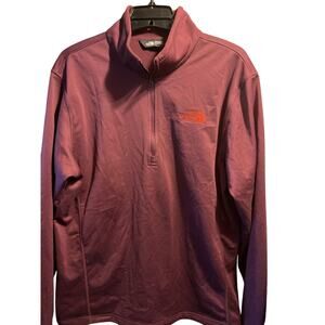 The North Face Mens L Maroon Long Sleeve 1/2 Zip Polyester Fleece Lined Jacket